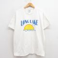 L★古着 ヘインズ Hanes 半袖 ビンテージ Tシャツ メンズ 00年代 00s LONG LAKE コットン クルーネック 白 ホワイト 25aug23 中古
