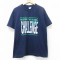 L★古着 ヘインズ Hanes 半袖 ビンテージ Tシャツ メンズ 90年代 90s CHALLENGE クルーネック USA製 紺 ネイビー 25aug25 中古