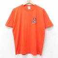 L★古着 ジャージーズ 半袖 ビンテージ Tシャツ メンズ 90年代 90s トラ ボーイスカウト クルーネック USA製 オレンジ 25aug26 中古
