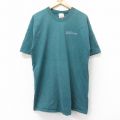 【50%OFF】L★古着 ウィルソン 半袖 ビンテージ Tシャツ メンズ 90年代 90s ワンポイントロゴ ロング丈 コットン クルーネック USA製 緑 グリーン 25aug26 中古