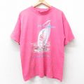 L★古着 半袖 ビンテージ Tシャツ メンズ 90年代 90s Spinnaker ヨット コットン モックネック ハイネック USA製 ピンク 25aug26 中古