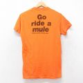 【50%OFF】S★古着 ヘインズ Hanes 半袖 ビンテージ Tシャツ メンズ 80年代 80s ride mule 染込プリント コットン クルーネック USA製 オレンジ 25aug26 中古