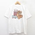 L★古着 半袖 ビンテージ Tシャツ メンズ 90年代 90s テディベア コットン クルーネック USA製 白 ホワイト 25aug27 中古