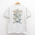 M★古着 オニータ ONEITA 半袖 ビンテージ Tシャツ メンズ 90年代 90s 船 コットン クルーネック 薄グレー 霜降り 25aug27 中古