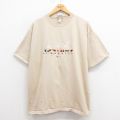 XL★古着 半袖 ビンテージ Tシャツ メンズ 90年代 90s ヨット 刺繍 コットン クルーネック USA製 ベージュ カーキ 25aug27 中古