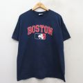XL★古着 ヘインズ Hanes 半袖 ビンテージ Tシャツ メンズ 00年代 00s ボストン コットン クルーネック 紺 ネイビー 25aug27 中古
