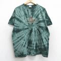 【50%OFF】XL★古着 半袖 ビンテージ Tシャツ メンズ 00年代 00s バーボンストリート 刺繍 コットン クルーネック 緑他 グリーン タイダイ 25aug28 中古
