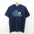 L★古着 ナイキ NIKE 半袖 ビンテージ Tシャツ メンズ 00年代 00s BYUクーガース コットン クルーネック 紺 ネイビー 25aug28 中古