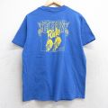 L★古着 ヘインズ Hanes 半袖 ビンテージ Tシャツ メンズ 90年代 90s 自転車 MORNING GLORY コットン クルーネック USA製 青 ブルー 25aug28 中古