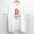 L★古着 半袖 ビンテージ Tシャツ メンズ 00年代 00s 北京オリンピック コットン クルーネック 白 ホワイト 25aug29 中古