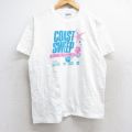 【20%OFF】L★古着 ヘインズ Hanes 半袖 ビンテージ Tシャツ メンズ 90年代 90s COASTSWEEP 貝殻 企業広告 コットン クルーネック USA製 白 ホワイト 25aug29 中古