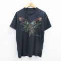 L★古着 半袖 ビンテージ Tシャツ メンズ 90年代 90s 鳥 サンアントニオ クルーネック 黒 ブラック 25aug30 中古