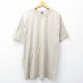 【20%OFF】XL★古着 半袖 ビンテージ Tシャツ メンズ 80年代 80s 無地 ロング丈 クルーネック USA製 薄ベージュ系 カーキ 25sep01 中古