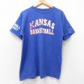 チャンピオン 90s 半袖Tシャツ FANSAS ブルー L | 古着