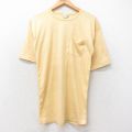 S★古着 半袖 ビンテージ Tシャツ メンズ 90年代 90s 無地 胸ポケット付き コットン クルーネック USA製 黄系 イエロー 25sep01 中古