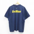 XL★古着 ナイキ NIKE 半袖 ビンテージ Tシャツ メンズ 00年代 00s フットボール Go Blue コットン クルーネック 紺 ネイビー 【spe】 25sep01 中古