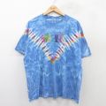 【20%OFF】XL★古着 半袖 ビンテージ Tシャツ メンズ 00年代 00s バハマ 刺繍 大きいサイズ コットン クルーネック 薄紺他 ネイビー タイダイ 25sep01 中古