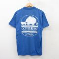 L★古着 フルーツオブザルーム 半袖 ビンテージ Tシャツ メンズ 90年代 90s 馬車 オクトーバーフェスト クルーネック USA製 青 ブルー 25sep02 中古