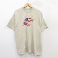 XL★古着 半袖 ビンテージ Tシャツ メンズ 00年代 00s 星条旗 クルーネック ベージュ カーキ 25sep03 中古