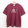 XL★古着 半袖 ビンテージ Tシャツ メンズ 90年代 90s ベースボール コットン クルーネック USA製 エンジ 26apr04