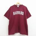XL★古着 半袖 ビンテージ Tシャツ メンズ 00年代 00s ハーバード コットン クルーネック エンジ 26apr04