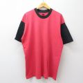 XL★古着 フルーツオブザルーム 半袖 ビンテージ Tシャツ メンズ 90年代 90s 無地 ツートンカラー 大きいサイズ コットン クルーネック USA製 赤他 26apr04