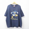 XL★古着 半袖 ビンテージ Tシャツ メンズ 90年代 90s ディズニー ドナルドダック 大きいサイズ コットン クルーネック USA製 濃紺 26apr04