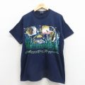 XL★古着 フルーツオブザルーム 半袖 ビンテージ Tシャツ メンズ 90年代 90s 魚 コットン クルーネック USA製 濃紺 26apr07