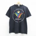 L★古着 半袖 ビンテージ Tシャツ メンズ 90年代 90s Winnipeg コットン クルーネック カナダ製 黒 26apr07