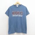 M★古着 半袖 ビンテージ Tシャツ メンズ 00年代 00s ハーシーズ コットン クルーネック 薄紺 26apr11