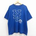 XL★古着 アディダス adidas 半袖 ビンテージ Tシャツ メンズ 00年代 00s MLB ニューヨークメッツ 大きいサイズ コットン クルーネック 青 メジャーリーグ ベースボール 野球 26apr11