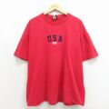 00s 半袖Tシャツ USAロゴ刺繍 レッド XL | 古着