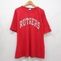 チャンピオン 90s 半袖Tシャツ RUTGERS レッド XL | 古着