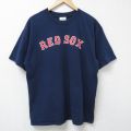 XL★古着 アディダス adidas 半袖 ビンテージ Tシャツ メンズ 00年代 00s MLB ボストンレッドソックス コットン クルーネック 紺 ネイビー メジャーリーグ ベースボール 野球 25jun17 中古