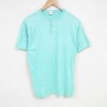 L★古着 ベネトン BENETTON 半袖 ビンテージ Tシャツ メンズ 90年代 90s ワンポイントロゴ イタリア製 コットン ヘンリーネック 薄緑 グリーン 【spe】 25jun26 中古
