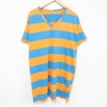 80s 半袖Tシャツ Vネック イエローボーダー XL | 古着