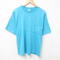 L★古着 半袖 ビンテージ Tシャツ メンズ 80年代 80s 無地 胸ポケット付き クルーネック USA製 水色 25jul10 中古