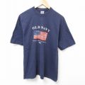 L★古着 半オールドネイビー 袖 ビンテージ Tシャツ メンズ 00年代 00s 星条旗 コットン クルーネック 紺 ネイビー 25jul10 中古 半袖