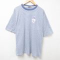 XL★古着 半袖 ビンテージ Tシャツ メンズ 90年代 90s Y 大きいサイズ コットン クルーネック USA製 薄紺 ネイビー ボーダー 25jul10 中古