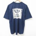 XL★古着 半袖 ビンテージ Tシャツ メンズ 00年代 00s トカゲ コットン クルーネック 紺 ネイビー 25jul10 中古