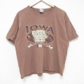 L★古着 半袖 ビンテージ Tシャツ メンズ 00年代 00s アイオワ コットン クルーネック 薄茶 ブラウン 0 25jul10 中古