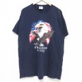 XL★古着 ヘインズ半袖 ビンテージ Tシャツ メンズ 00年代 00s 鳥 コットン クルーネック 紺 ネイビー 25jul10 中古 半袖