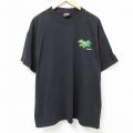 XL★古着 半袖 ビンテージ Tシャツ メンズ 90年代 90s カエル 大きいサイズ コットン クルーネック USA製 黒 ブラック 25jul11 中古