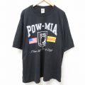 XL★古着 半袖 ビンテージ Tシャツ メンズ 90年代 90s POW 大きいサイズ コットン クルーネック 黒 ブラック 25jul11 中古
