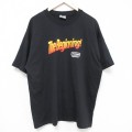 XL★古着 ヘインズ Hanes 半袖 ビンテージ Tシャツ メンズ 90年代 90s PENSKE クルーネック USA製 黒 ブラック 【spe】 25jul11 中古