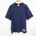 XL★古着 ウィルソン 半袖 ビンテージ Tシャツ メンズ 90年代 90s ワンポイントロゴ 大きいサイズ コットン クルーネック USA製 紺 ネイビー 25jul16 中古