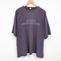 XL★古着 ジャンスポーツ 半袖 ビンテージ Tシャツ メンズ 90年代 90s フィッシャーカレッジ 大きいサイズ コットン クルーネック USA製 紫 パープル 25jul16 中古