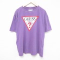 【50%OFF】XL★古着 ゲス GUESS 半袖 ビンテージ Tシャツ メンズ 00年代 00s ビッグロゴ 大きいサイズ クルーネック 紫 パープル 25jul16 中古