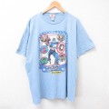 XL★古着 半袖 ビンテージ Tシャツ メンズ 00年代 00s マーベル キャプテンアメリカ クルーネック 薄紺 ネイビー 25jul26 中古