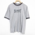 XL★古着 オールドネイビー 半袖 ビンテージ Tシャツ メンズ 00年代 00s ビッグロゴ 大きいサイズ クルーネック グレー 霜降り リンガー 25aug07 中古